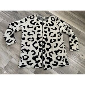 Escio Womens XL Leopard Print Open Front Cardigan Sweater‎ Animal Knit